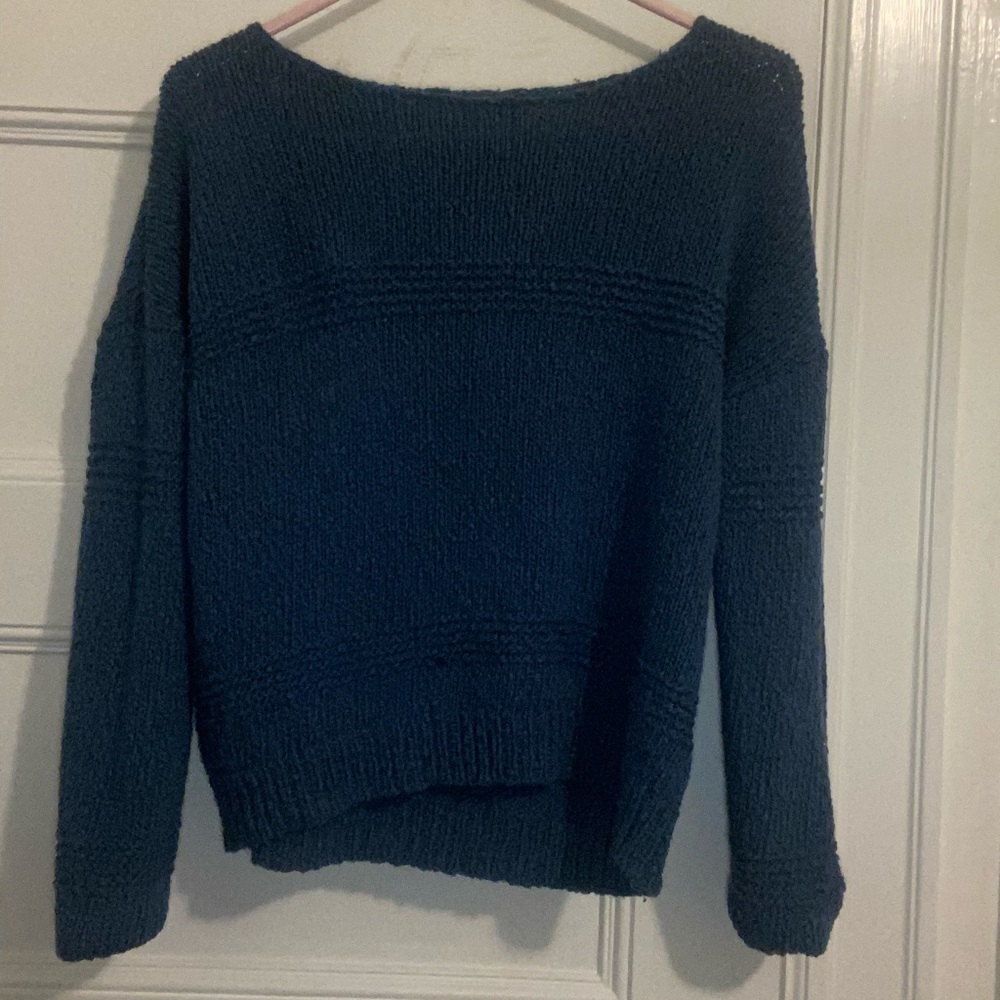 blue knit sweater